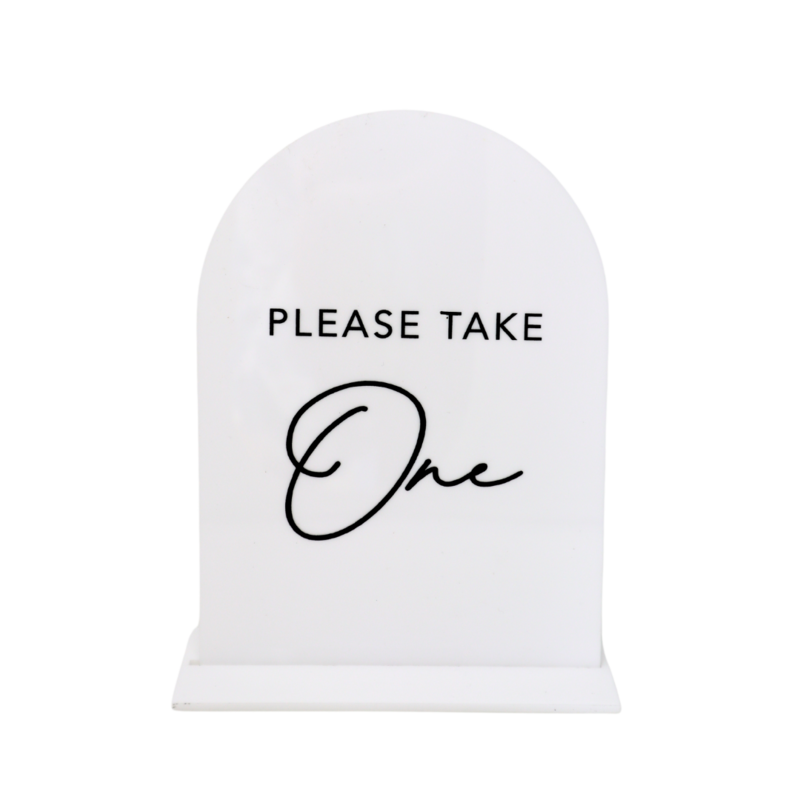 SHELLY White Acrylic Favors Sign