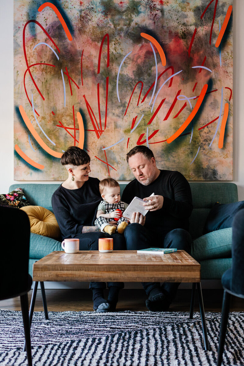 candid family photos at home in Winnipeg in River Heights 