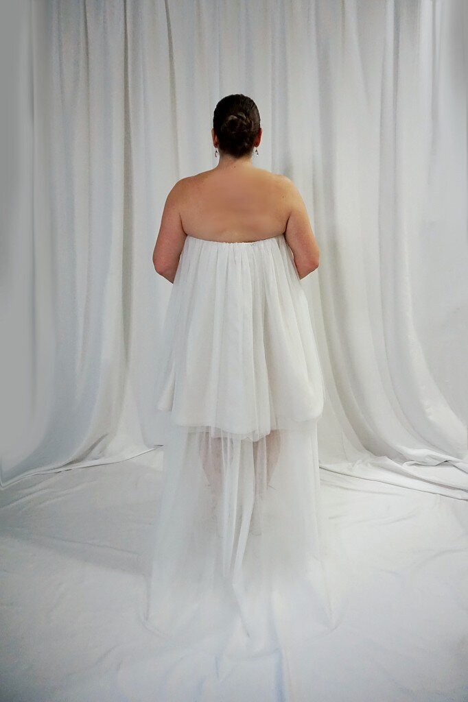 Strapless tulle wedding dress with removable tulle skirt