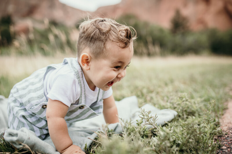 young boy crawling
