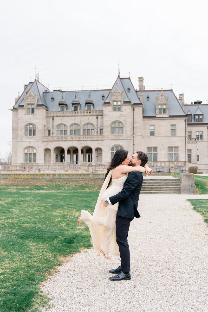 Wedding Photographer Newport RI | Rhode Island Caprio Captured Photography | Couple Embracing At A Sailboat