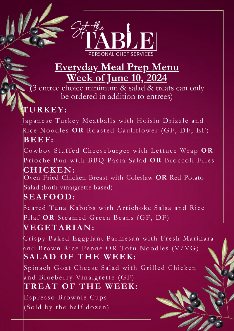Menu set the table la