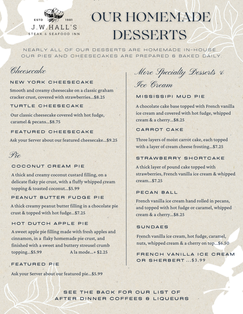 Dessert Menu Page 1