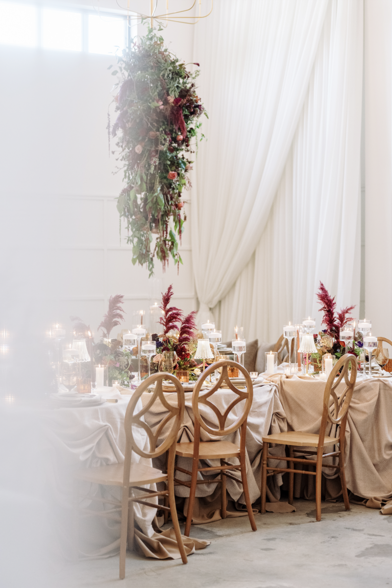 Luxury wedding table design - The Distillery NC wedding venue.