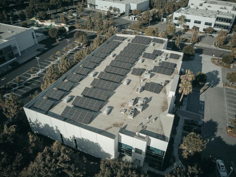 Solar panel cleaning for a commercial property in San Diego, ensuring maximum performance and efficiency for local businesses.