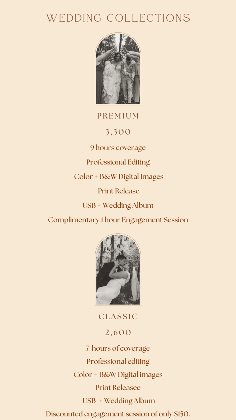 Pricing for wedding Photographer In Bloomington Indiana.