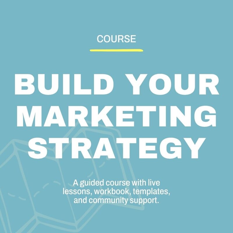 A guided marketing strategy course with live lessons, workbook, templates and community support