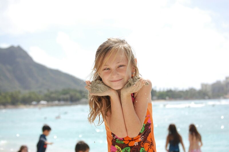 girl on beach in hawaii