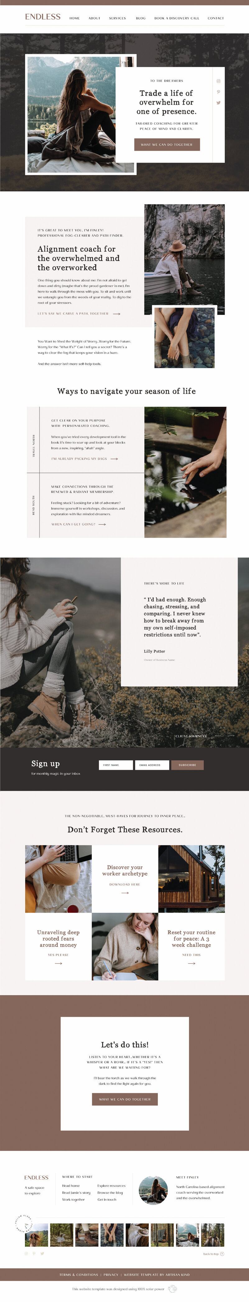 Showit site template Endless