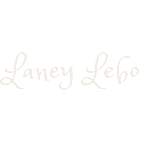 Angela Morano's logo in white scripted text