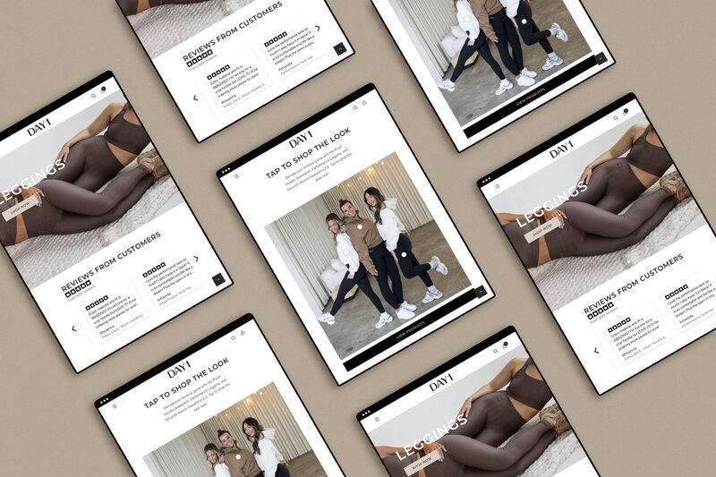 Day 1 Fitness website showcased across an array of iPads