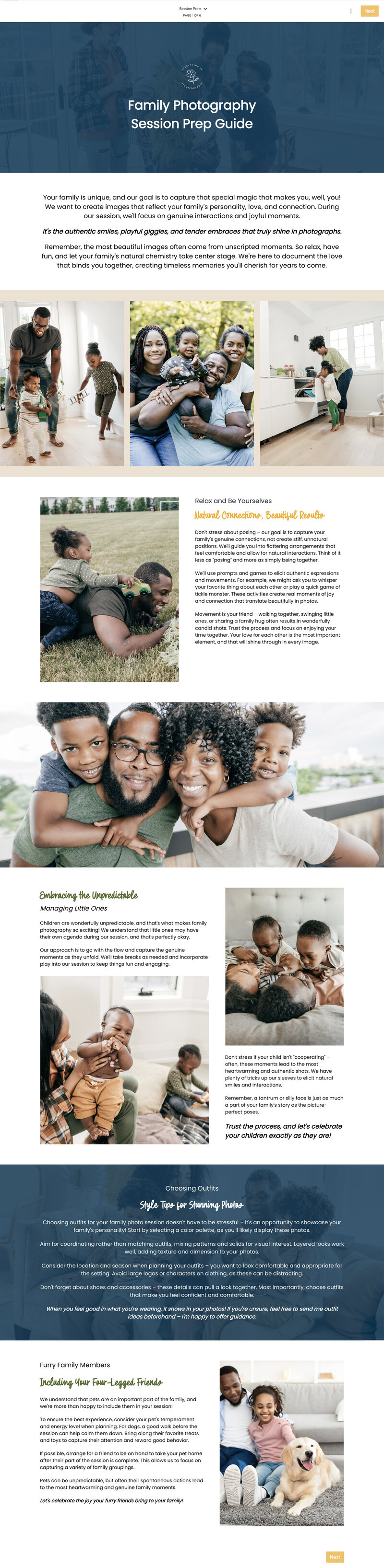 HoneyBook smart file prep guide for family photographer template