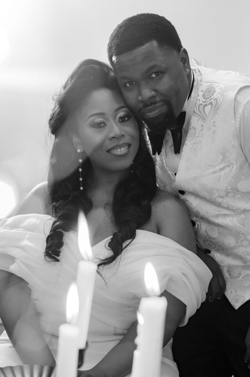 elegant black couple posing for a portrait.
