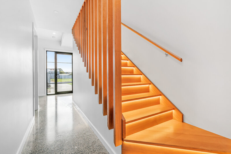 High end design staircase with light strip feature on every step
