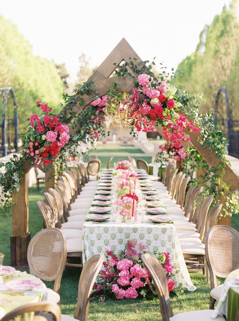 Beautiful pink and green tablescape
