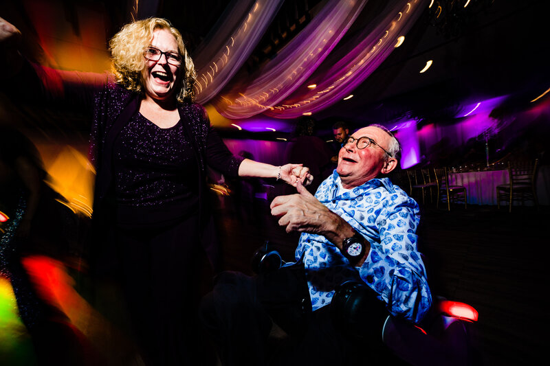 Wedding guests dancing during the reception in Toledo Ohio