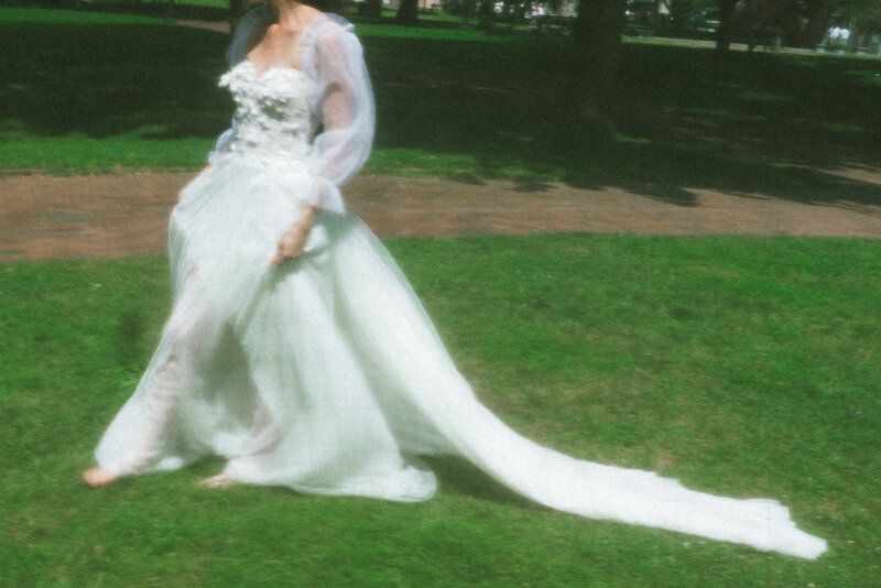 Bridal Photos in Boston Common Park in Summertime
