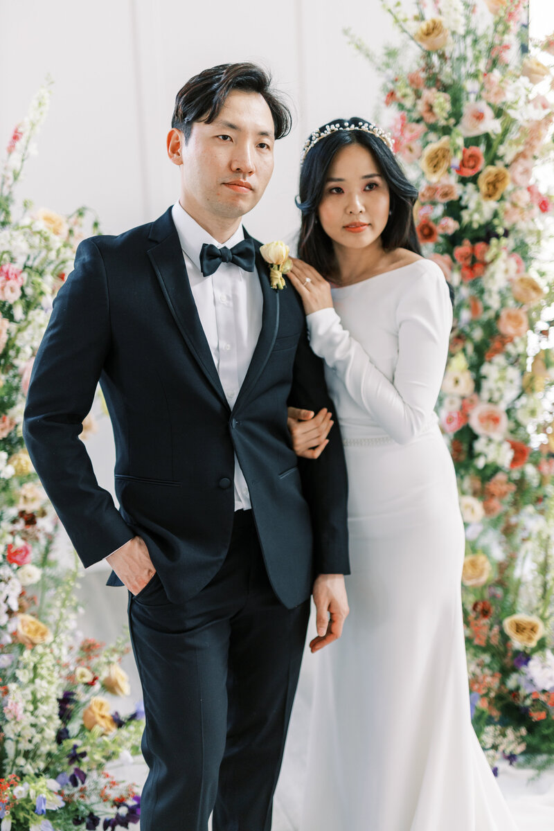 Moon and Ivan celebrate their asian american heritage in the rocky mountains of Park City Utah,  Vogue inspired flroals and colors sure to make a splash at your Park City Wedding