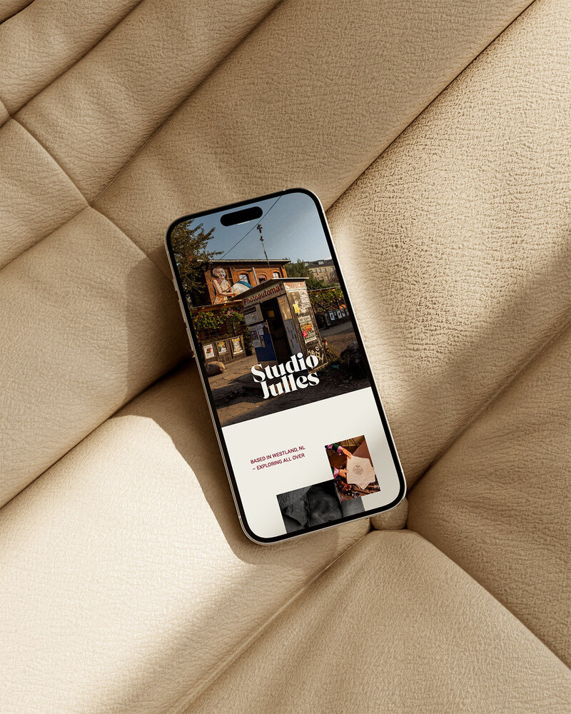 Studio Julles desktop website ontwerp – creatieve branding en visuele storytelling