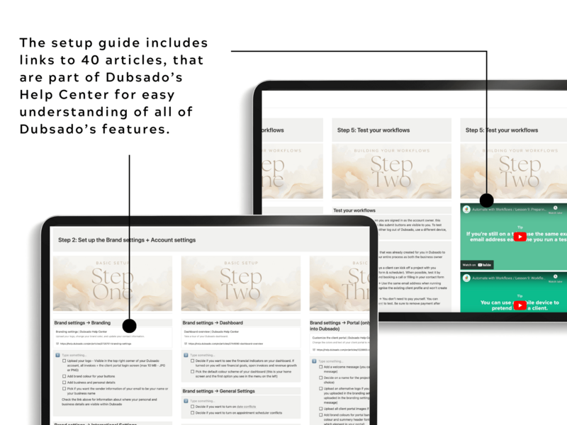 Dubsado Setup Guide in Notion - Product Images - 5 Help Guides by The Streamlined Creative by Stephanie Taale - Business Coach, Client Experience and Systems Strategist for brand and website designers