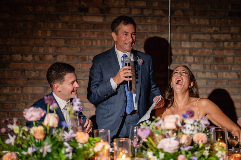 Father of bride gives speech at Revel Motor Row in Chicago