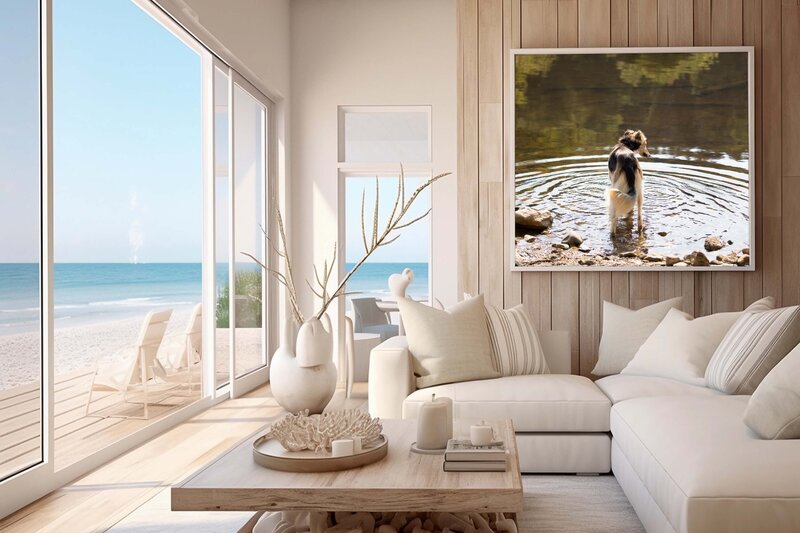 dog picture on a wall