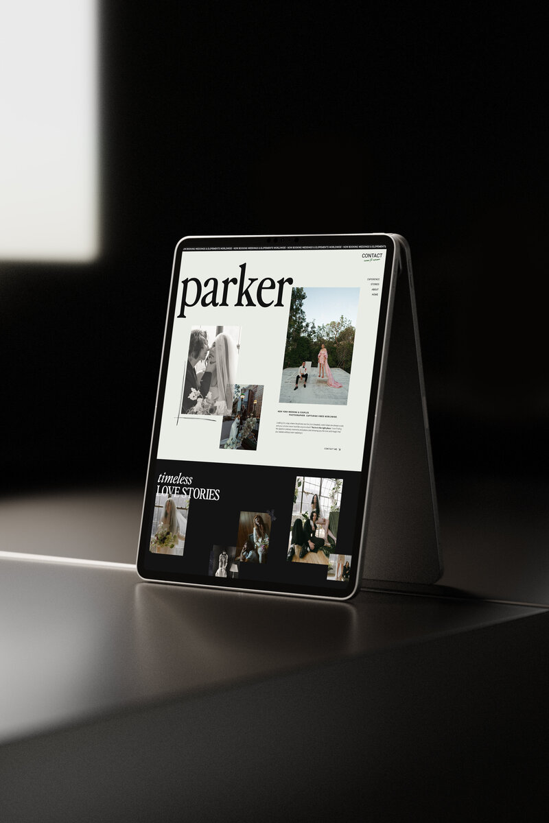 parker website mockup on ipad