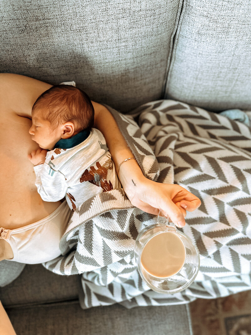 Toddler playing with play house
