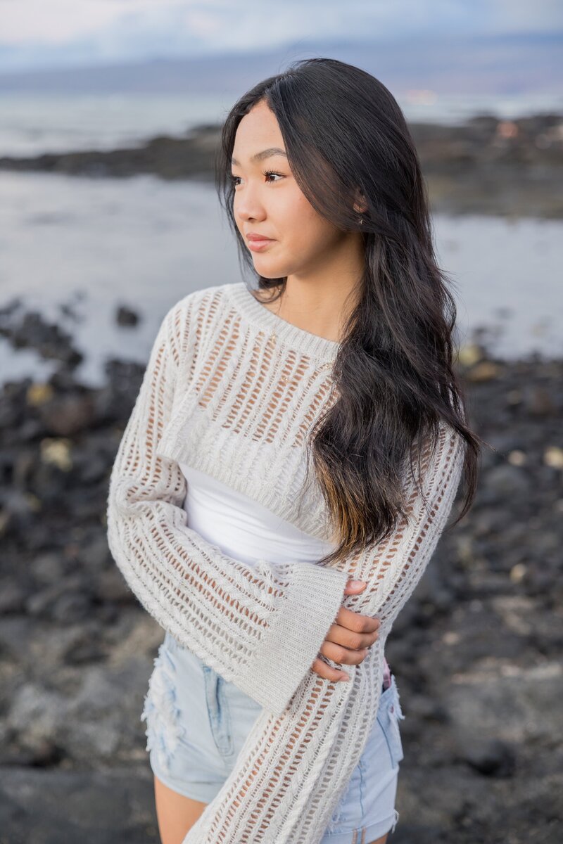 Big Island senior portraits with lava rock