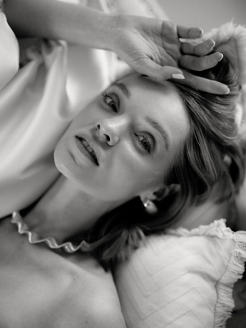 Black and white image of a bride with make up done by Jessica Rose at Wooton Hall 