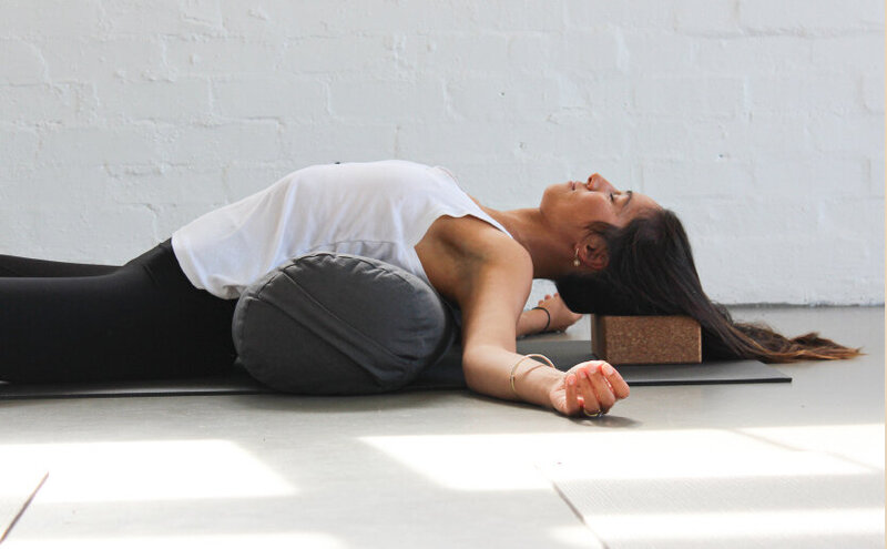 lady doing yin yoga 