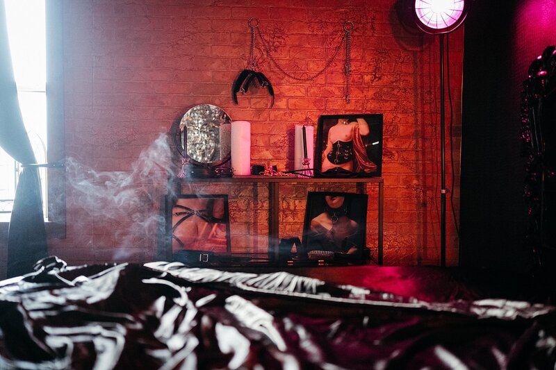 Edgy boudoir set in a Norfolk Boudoir studio