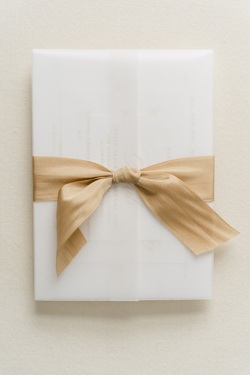 Gold Silk Ribbon for Semi-Custom Wedding Invitations
