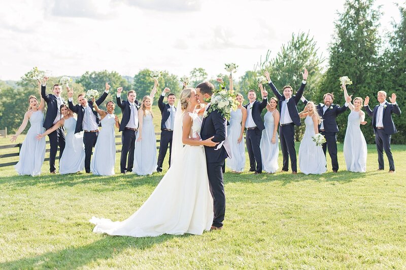 Joyful bridal party portraits at Bold Rock Cidery outside Charlottesville, Virginia.