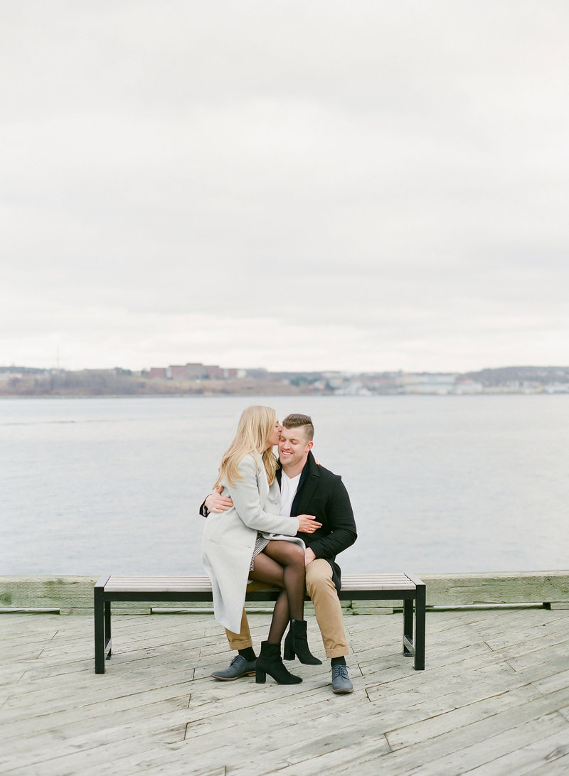 Bridal Couple on the beach in St Margaret's Bay Nova Scotia by Halifax Photographer Jacqueline Anne, captured on film