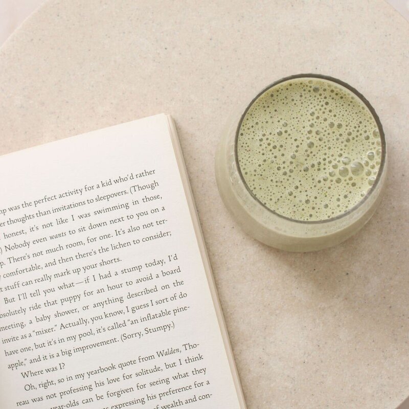 Book and cup of matcha