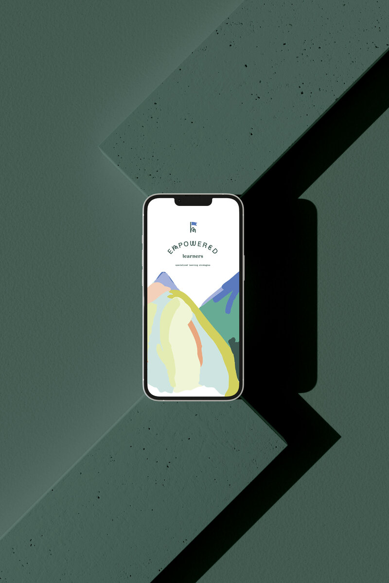 Iphone-mockup-EL-main-logo-with-mountain-art-illustration-cypress