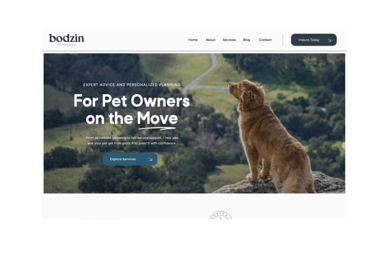 Custom Showit Website Design for Pet Travel Business
