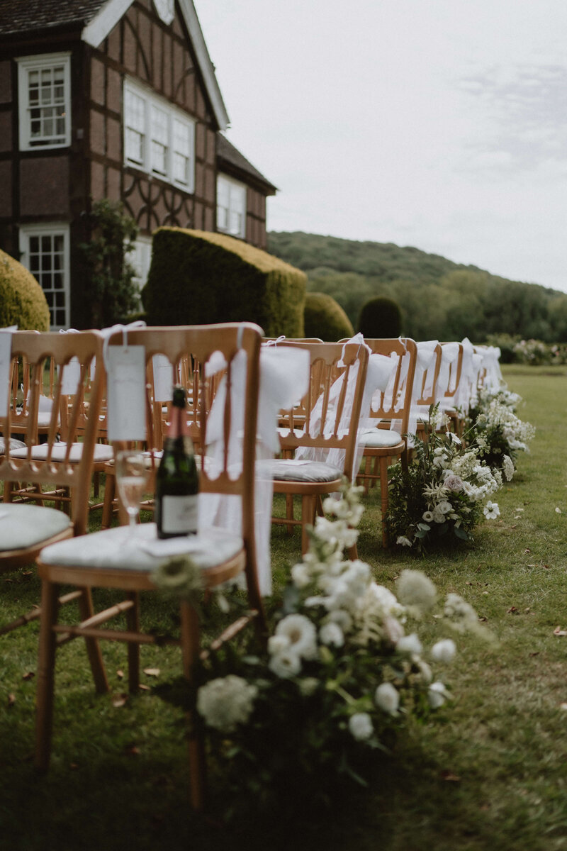 Ceremony set up at Brinsop Court outside