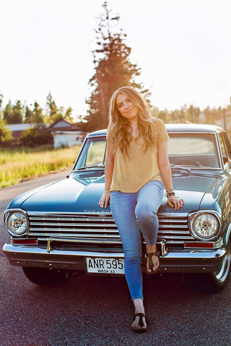 Senior with Classic car