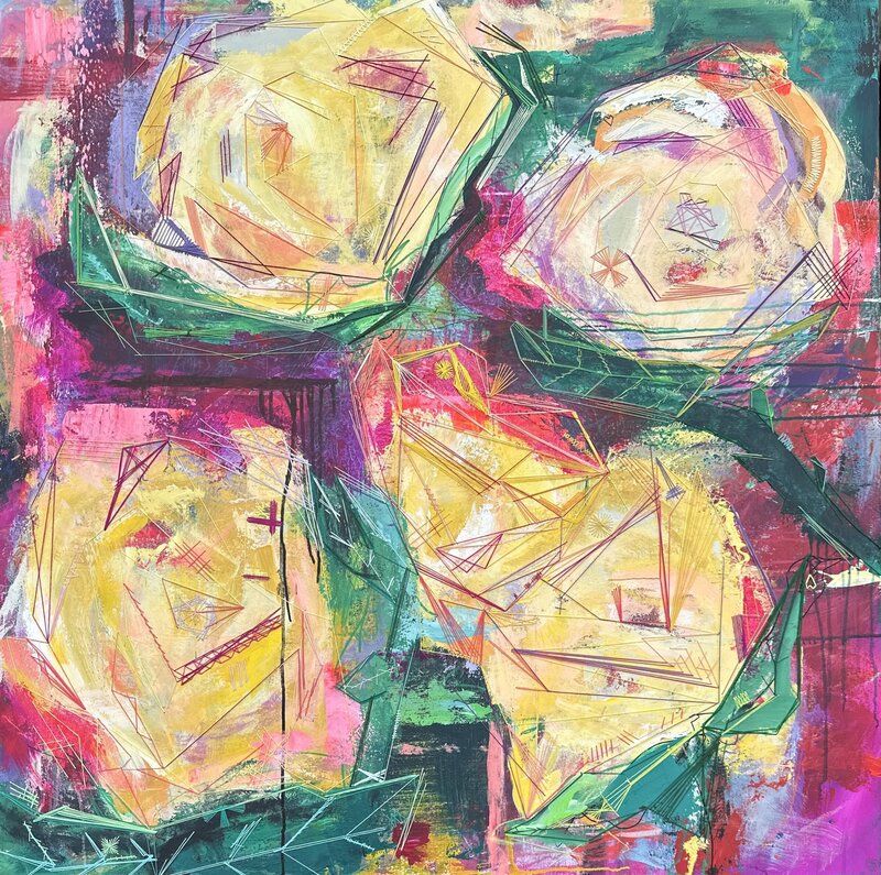 Christen-Horner-Art-Texas-Painting-Abstract-Yellow-Flower-Concealed-2024