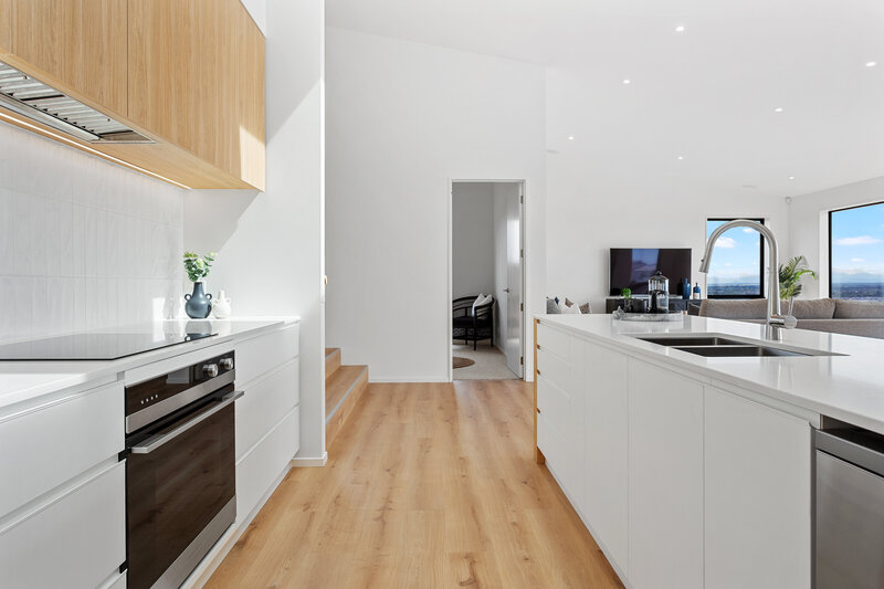 white and oak kitchen design