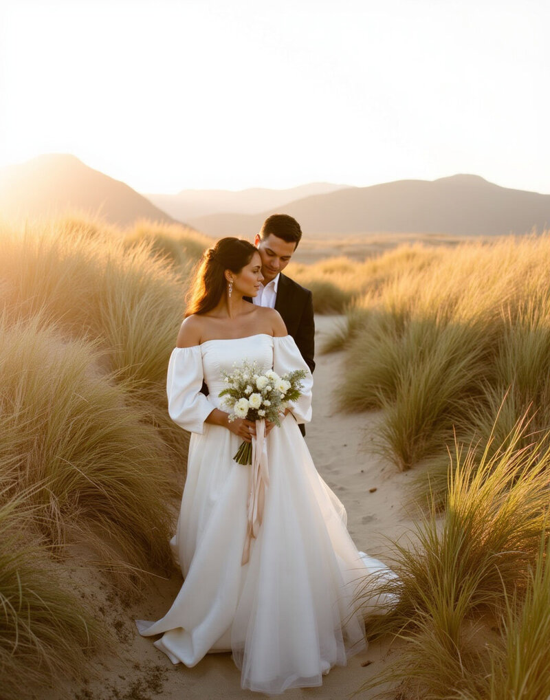 Bride and groom at wedding venue