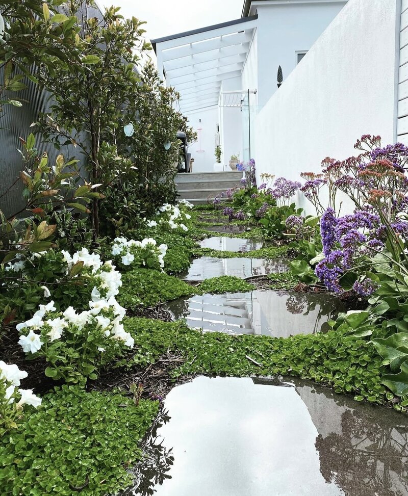Luscious greenery in this garden design with paving by total landscapes & design