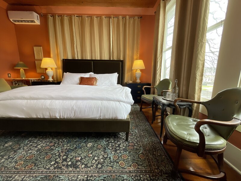 A gorgeous combination of velvet and bringing back the vintage Blackthorn Forrest pattern on the rug