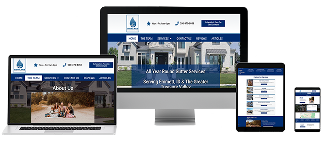 Spring Rain Gutters website on different devices.