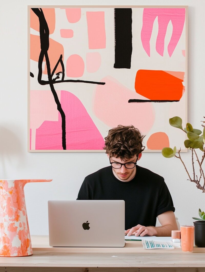 Young Man Working at Desk