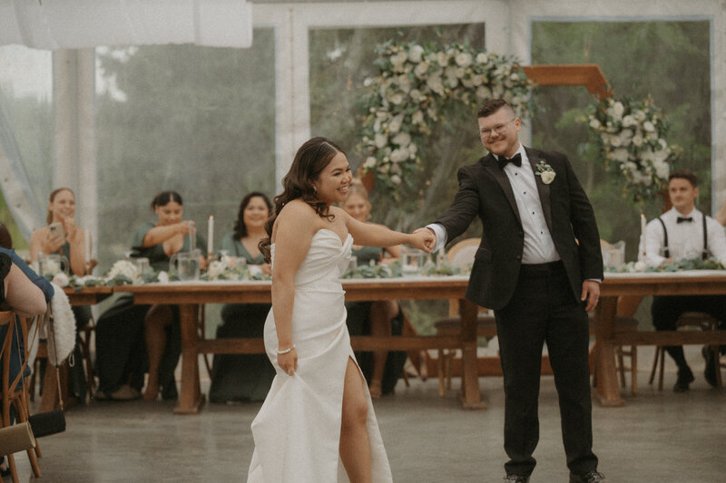 Bride and Groom first dance at Pine and Pond Wedding Venue in Edmonton