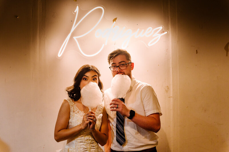 bride and groom at sunset at grace gardens wedding venue In el paso texas