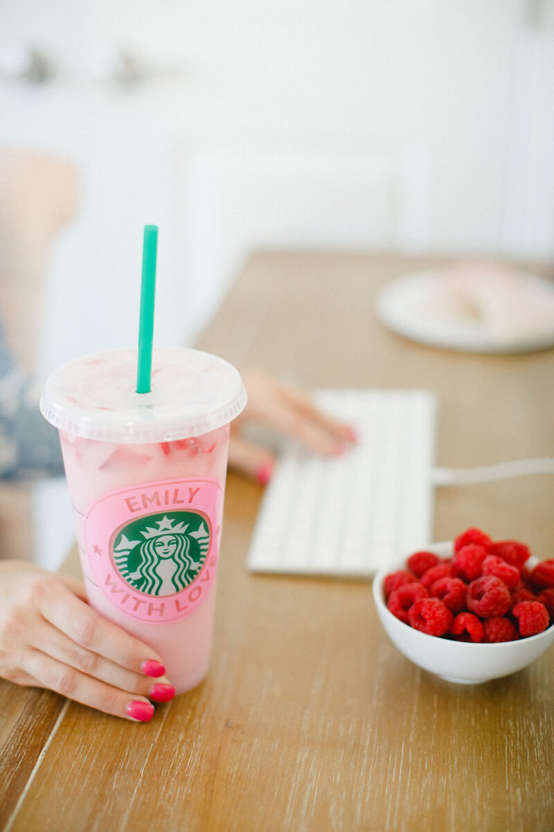 Emily with Love sticker on a smoothie